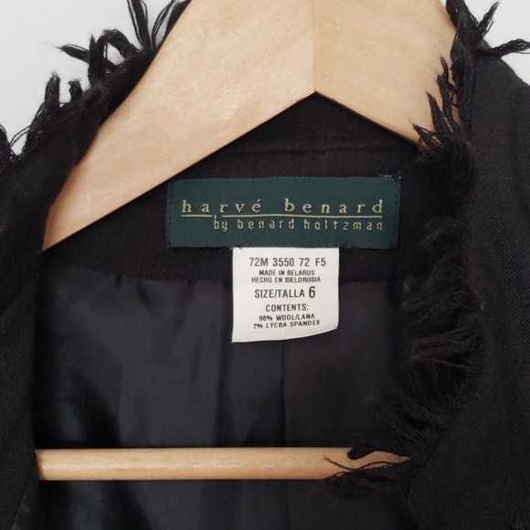 Harve Benard Black Collar-less Fringed Blazer Sz 6 - Picture 8 of 8
